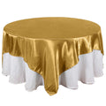 Satin 90"x90" Table Overlay Square Tablecloth Gold - Smooth Finish for Luxurious Events