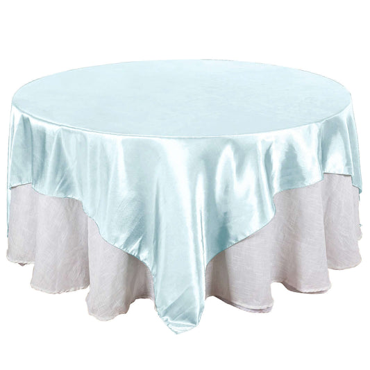 Satin 90"x90" Table Overlay Square Tablecloth Light Blue - Smooth Finish Table Topper - NestOCart