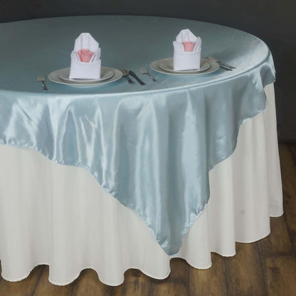 Satin 90"x90" Table Overlay Square Tablecloth Light Blue - Smooth Finish Table Topper - NestOCart