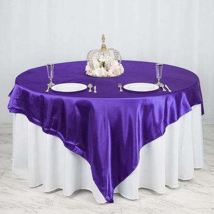 Satin 90"x90" Table Overlay Square Tablecloth Purple - Smooth Finish Table Topper - NestOCart