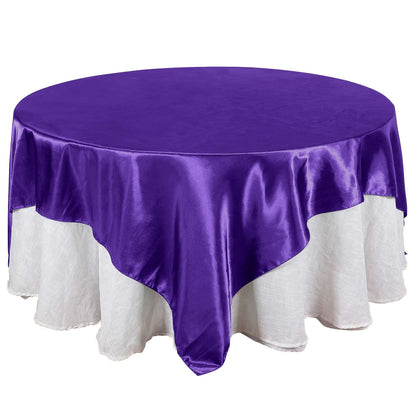 Satin 90"x90" Table Overlay Square Tablecloth Purple - Smooth Finish Table Topper - NestOCart