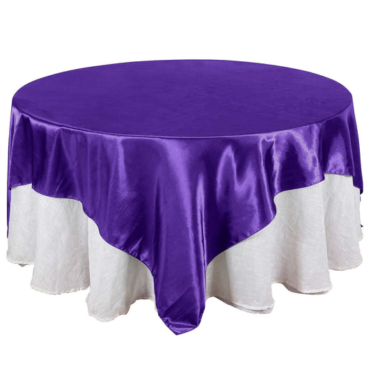 Satin 90"x90" Table Overlay Square Tablecloth Purple - Smooth Finish Table Topper - NestOCart
