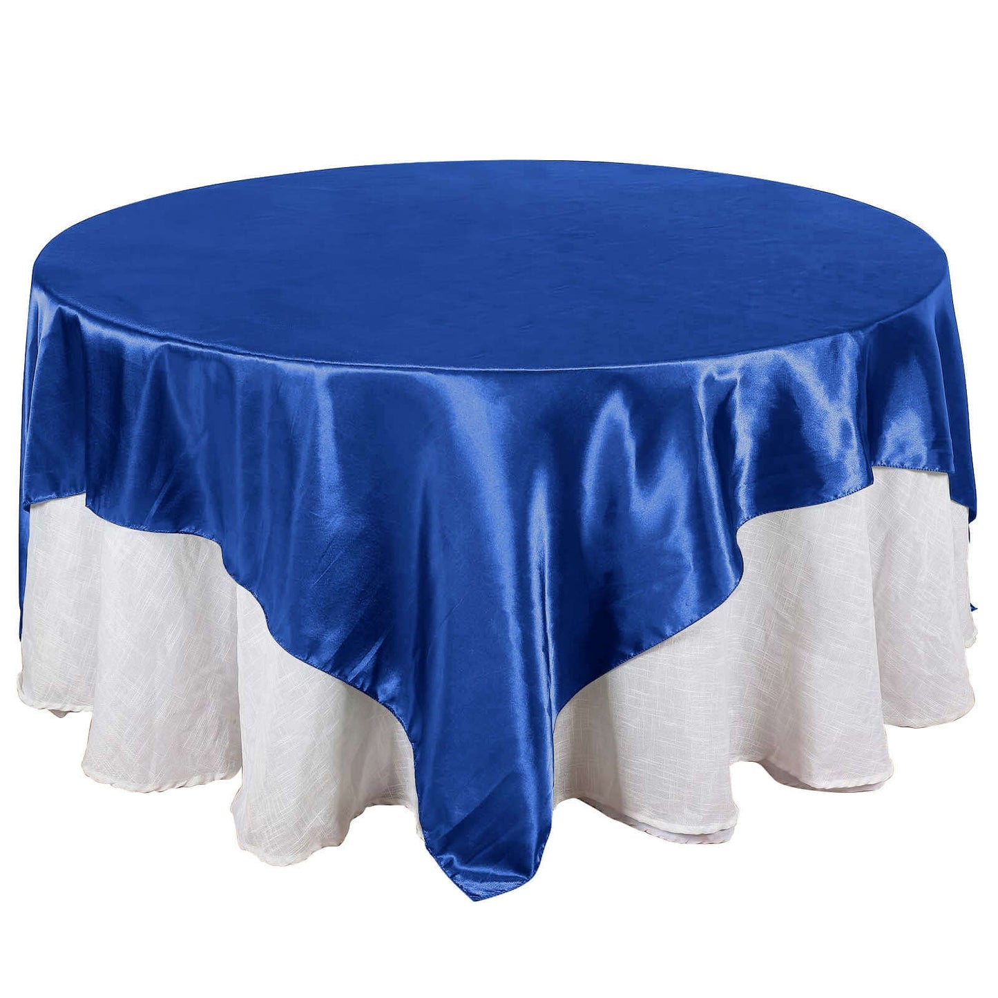 Satin 90"x90" Table Overlay Square Tablecloth Royal Blue - Smooth Finish Table Topper - NestOCart