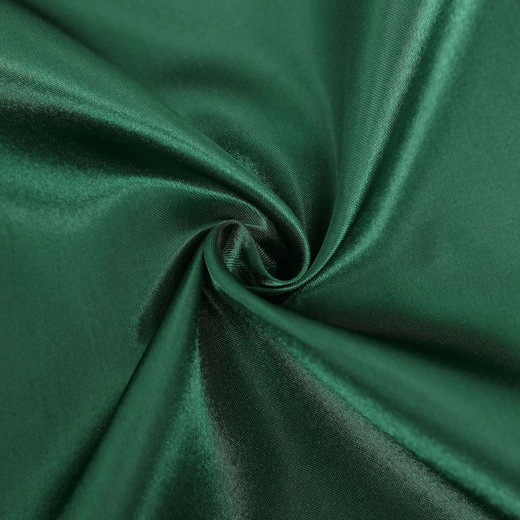 Satin Chair Cover Self - Tie Universal Design Hunter Emerald Green - Durable Slip - On Cover for Folding, Dining, Banquet & Standard Chairs - Bell Racket Store