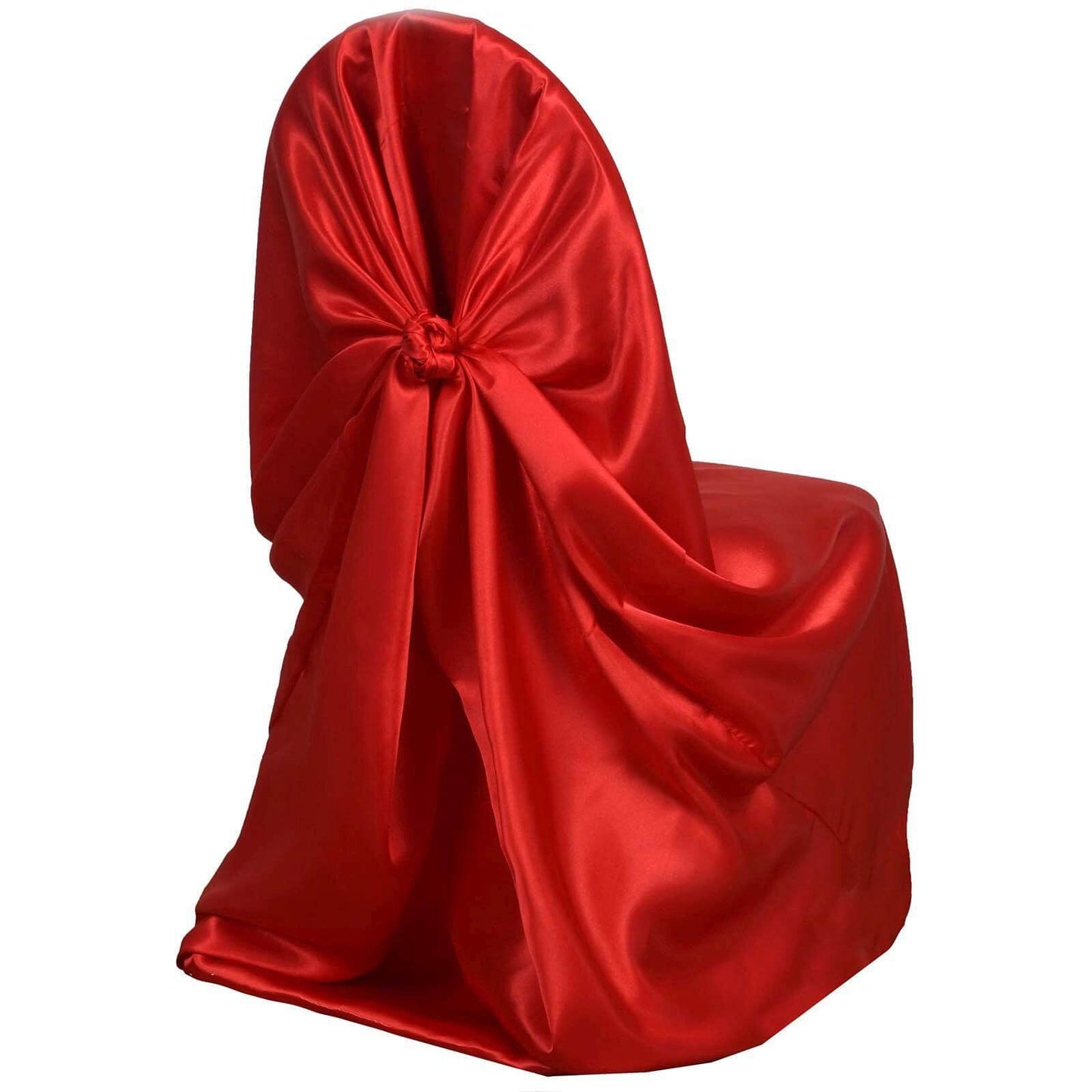 Satin Chair Cover Self - Tie Universal Design Red - Durable Slip - On Cover for Folding, Dining, Banquet & Standard Chairs - NestOCart