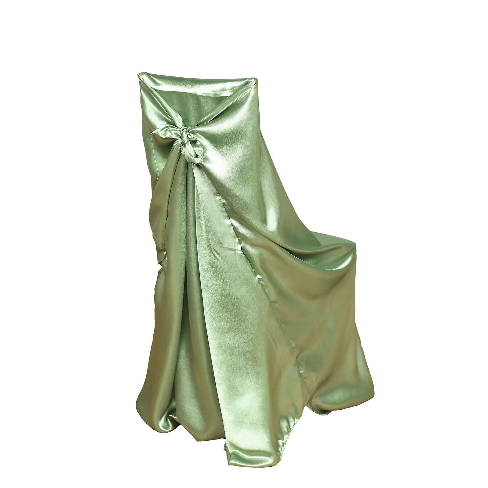 Satin Chair Cover Self - Tie Universal Design Sage Green - Durable Slip - On Cover for Folding, Dining, Banquet & Standard Chairs - Bell Racket Store