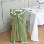 Satin Chair Cover Self - Tie Universal Design Sage Green - Durable Slip - On Cover for Folding, Dining, Banquet & Standard Chairs - Bell Racket Store