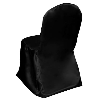 Satin Chair Covers for Banquet Chairs Black with Glossy Finish - Reusable Slipcovers - NestOCart