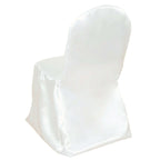 Satin Chair Covers for Banquet Chairs Ivory with Glossy Finish - Reusable Slipcovers
