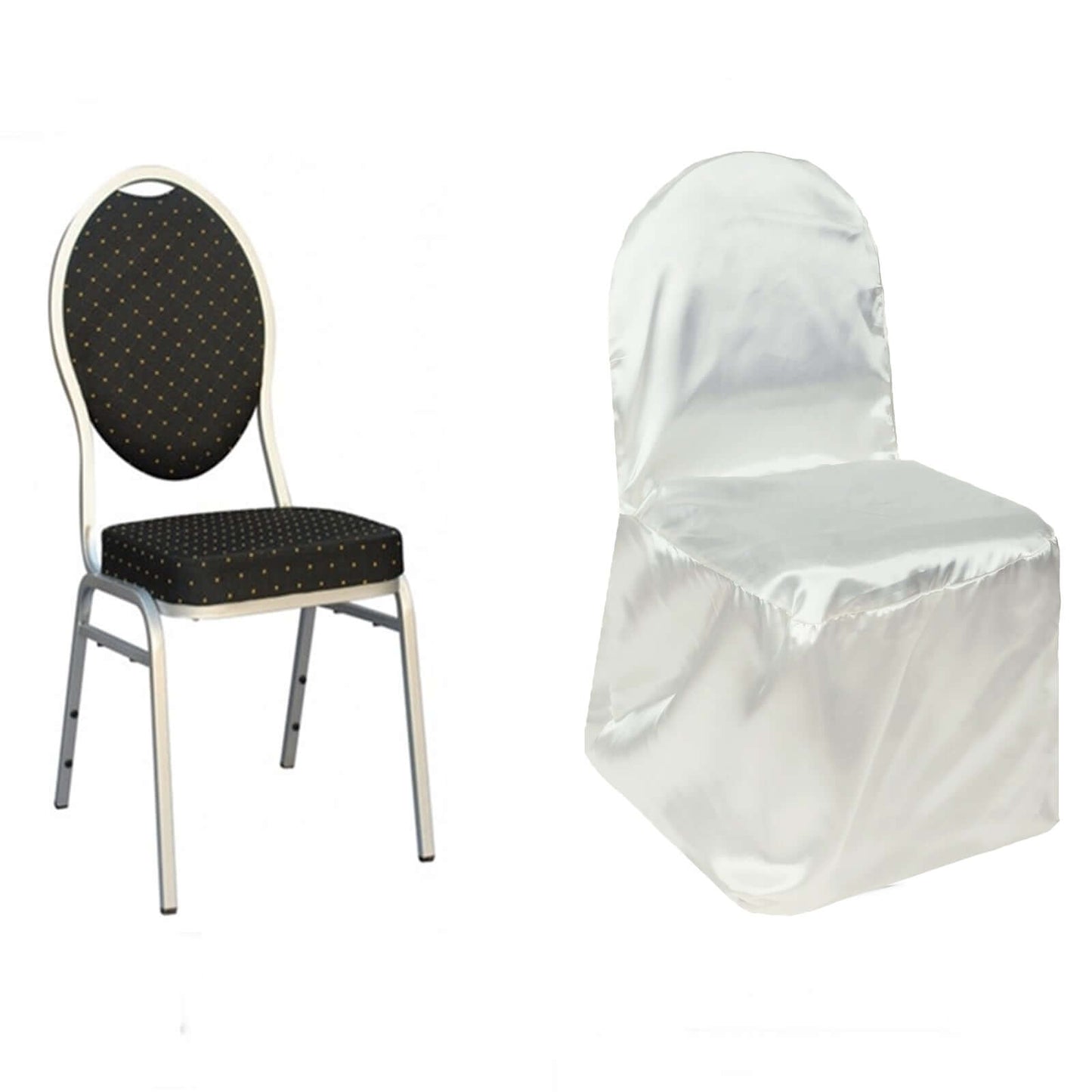 Satin Chair Covers for Banquet Chairs Ivory with Glossy Finish - Reusable Slipcovers - NestOCart