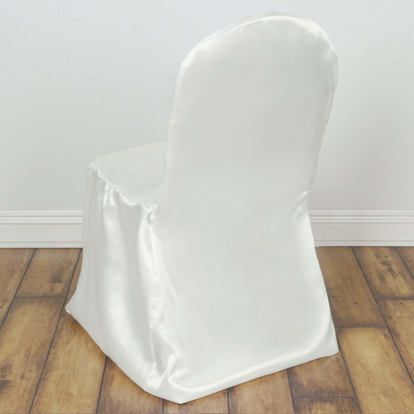 Satin Chair Covers for Banquet Chairs Ivory with Glossy Finish - Reusable Slipcovers - NestOCart