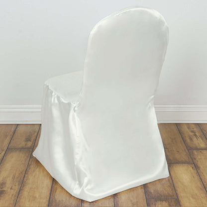 Satin Chair Covers for Banquet Chairs Ivory with Glossy Finish - Reusable Slipcovers - NestOCart