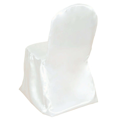 Satin Chair Covers for Banquet Chairs Ivory with Glossy Finish - Reusable Slipcovers - NestOCart