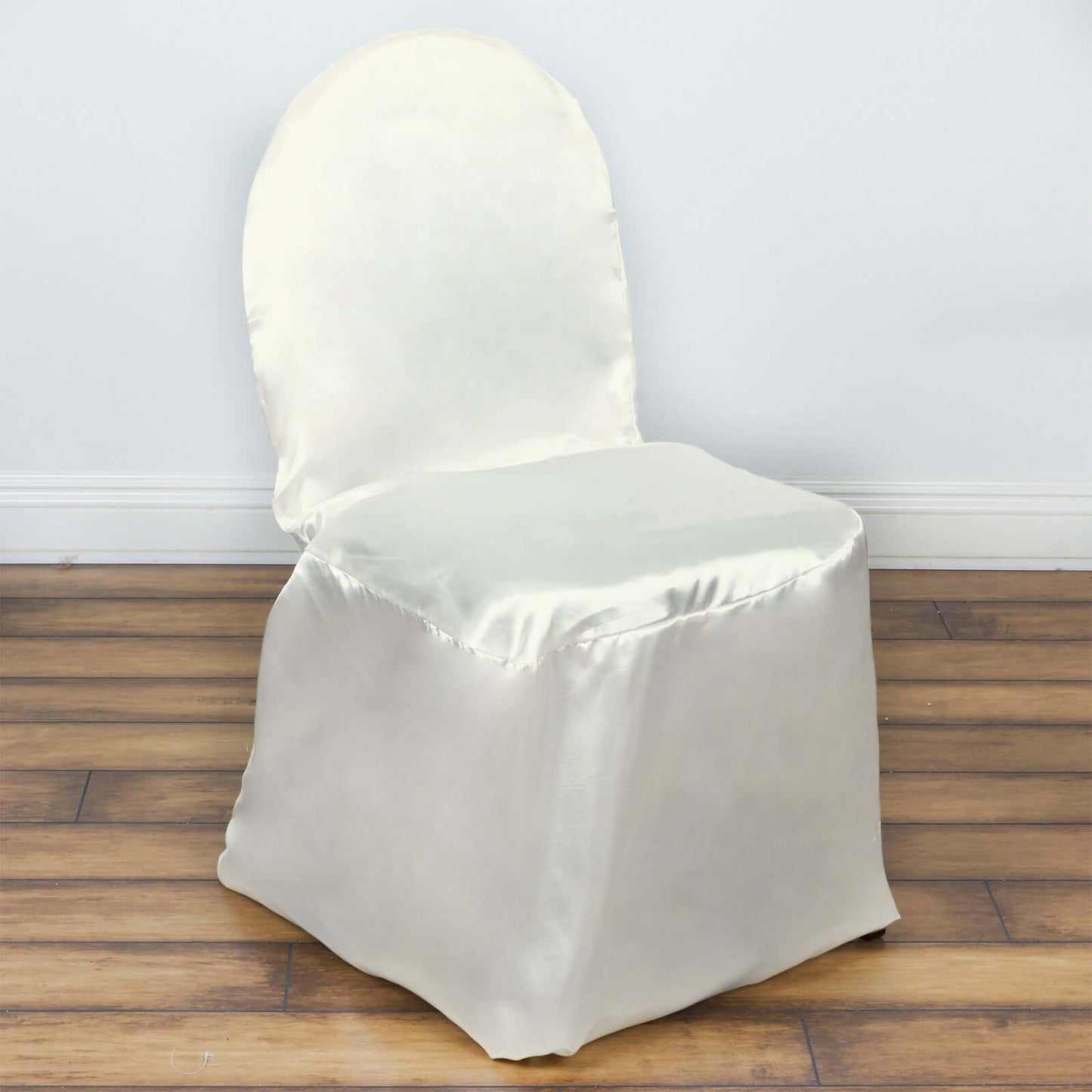 Satin Chair Covers for Banquet Chairs Ivory with Glossy Finish - Reusable Slipcovers - NestOCart