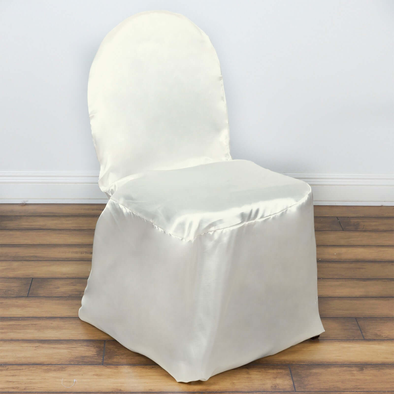 Satin Chair Covers for Banquet Chairs Ivory with Glossy Finish - Reusable Slipcovers - NestOCart