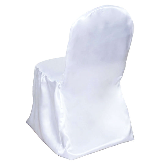 Satin Chair Covers for Banquet Chairs White with Glossy Finish - Stylish Reusable Covers for Formal Gatherings - NestOCart