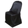 Satin Chair Covers for Folding Chairs Black with Glossy Sheen - Reusable Covers