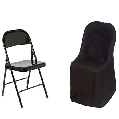 Satin Chair Covers for Folding Chairs Black with Glossy Sheen - Reusable Covers - NestOCart
