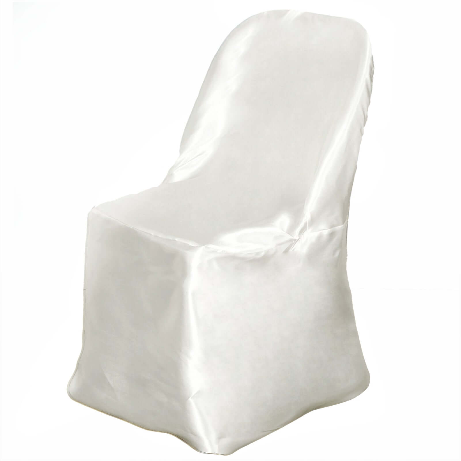 Satin Chair Covers for Folding Chairs Ivory with Glossy Sheen - Reusable Covers - NestOCart