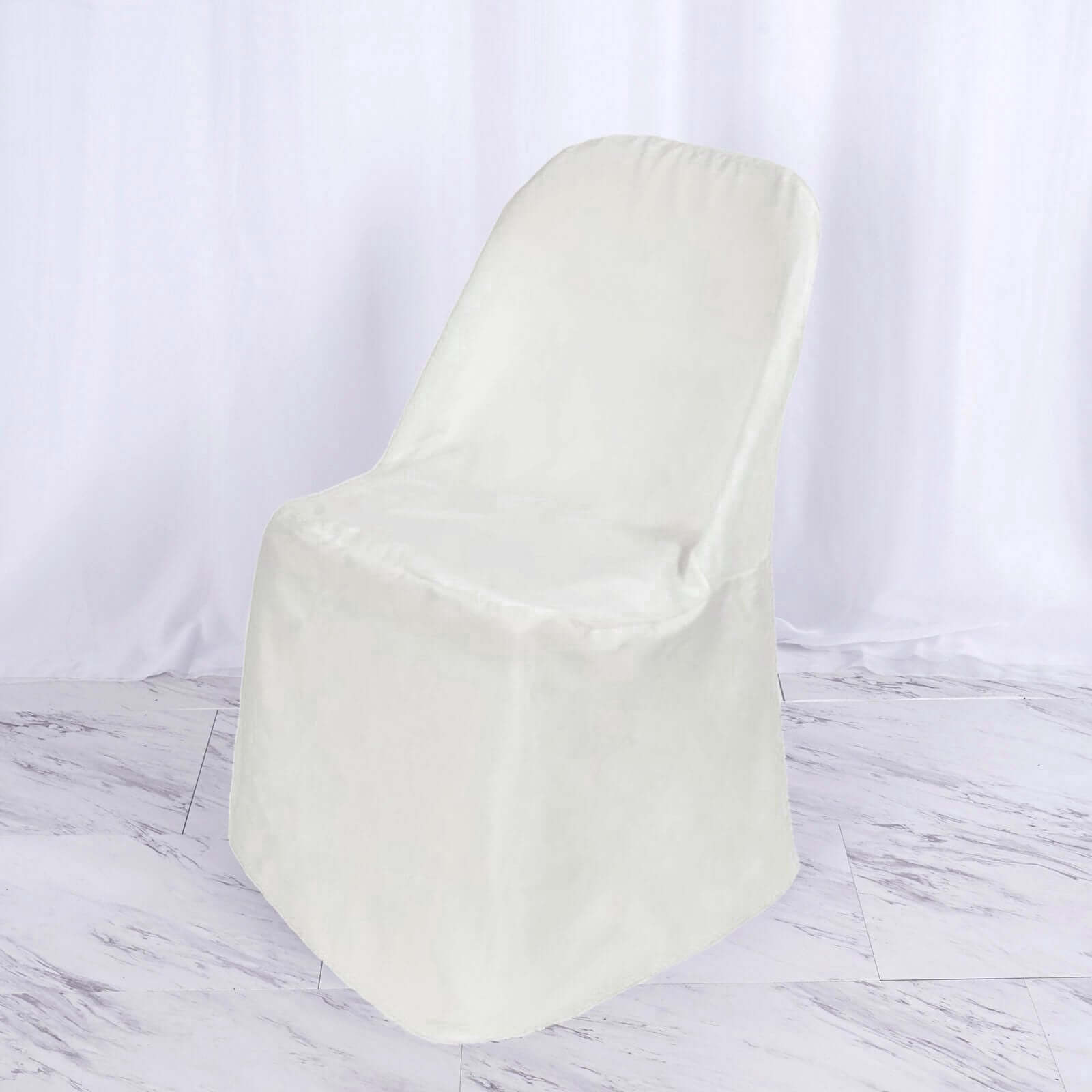 Satin Chair Covers for Folding Chairs Ivory with Glossy Sheen - Reusable Covers - NestOCart