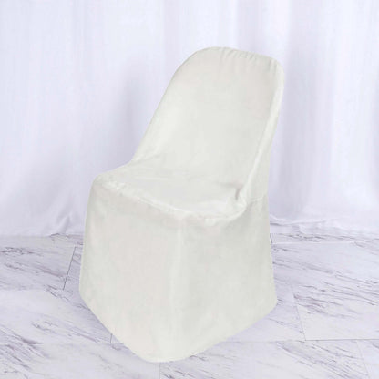 Satin Chair Covers for Folding Chairs Ivory with Glossy Sheen - Reusable Covers - NestOCart