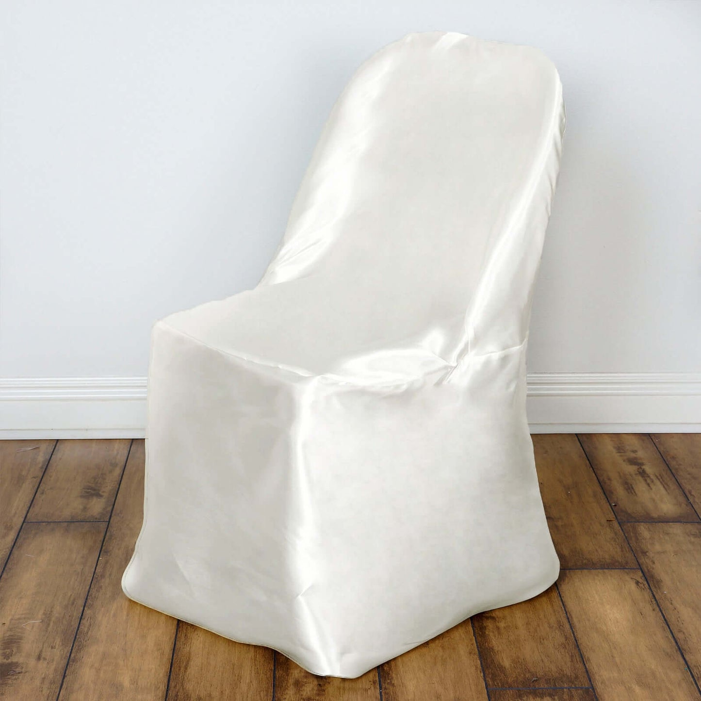 Satin Chair Covers for Folding Chairs Ivory with Glossy Sheen - Reusable Covers - NestOCart