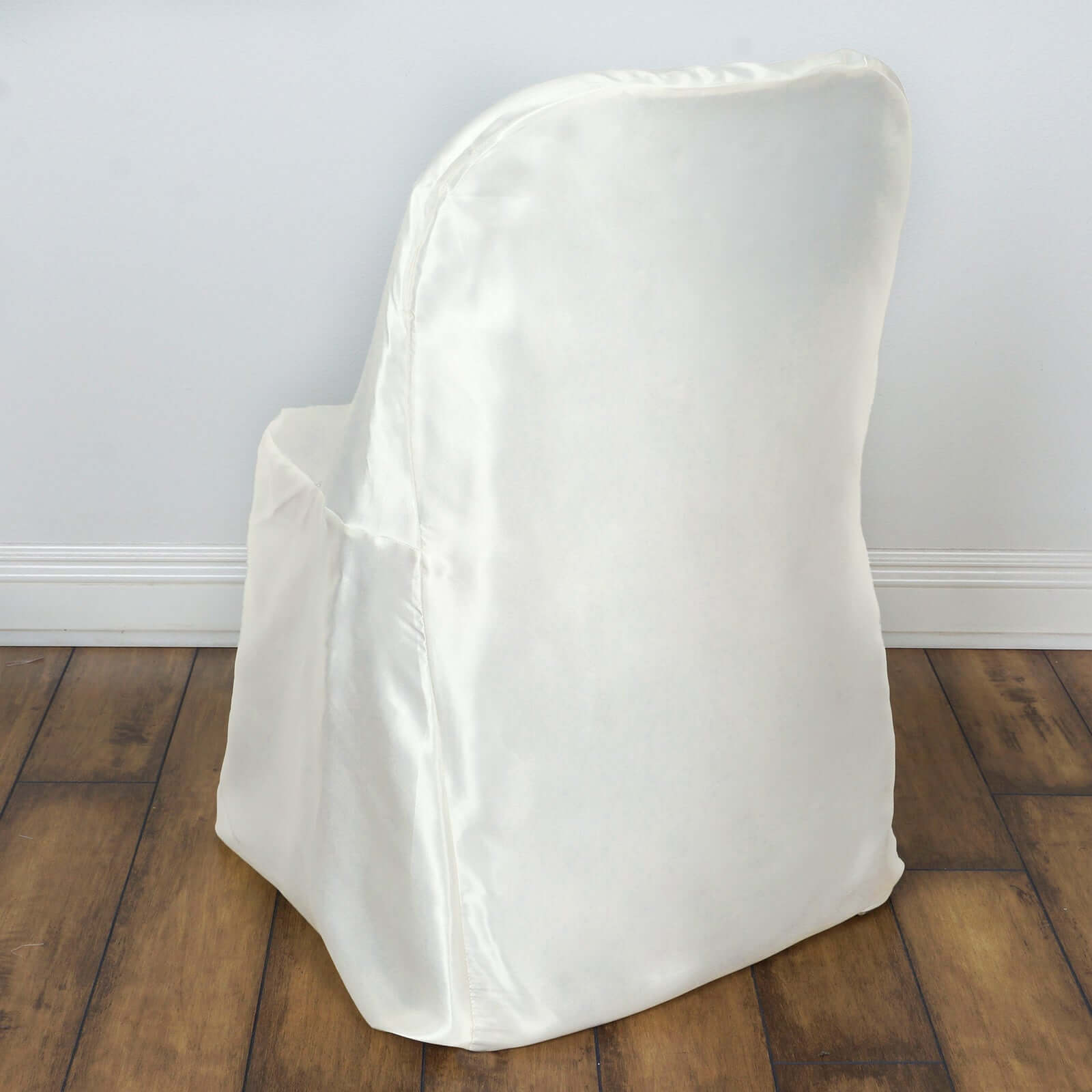 Satin Chair Covers for Folding Chairs Ivory with Glossy Sheen - Reusable Covers - NestOCart