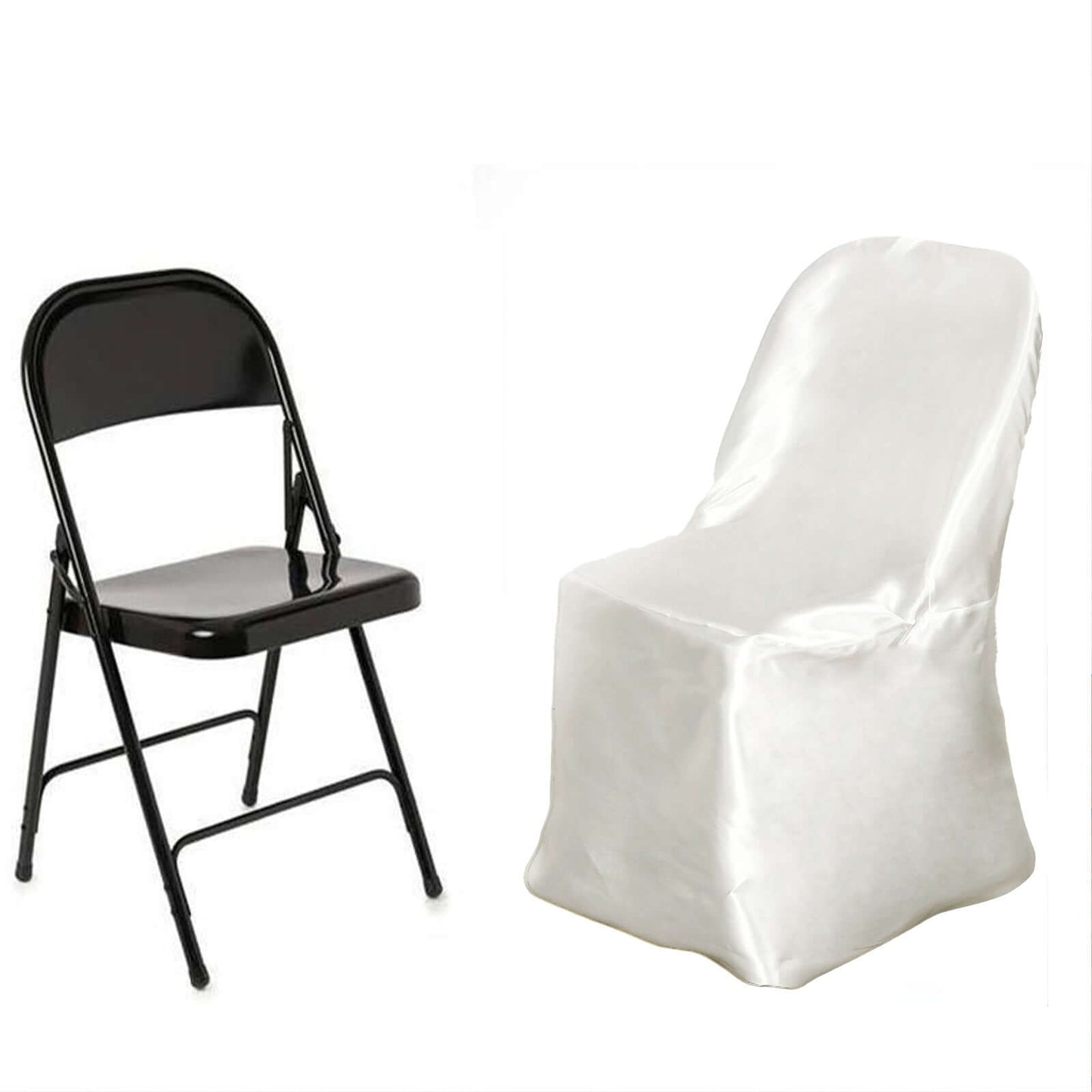 Satin Chair Covers for Folding Chairs Ivory with Glossy Sheen - Reusable Covers - NestOCart