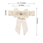 5 Pack Satin Faux Leather Chair Sashes Ivory - Durable Double Sided Pre-tied Bow Tie Chair Bands with Diamond Rhinestone Buckles