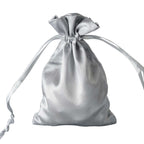 12 Pack 4"x6" Silver Satin Drawstring Wedding Party Favor Gift Bags