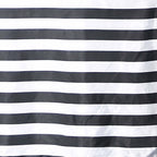 5 Pack Satin 20"x20" Napkins Black/White - Striped Reusable Dinner Napkins for Formal & Casual Dining