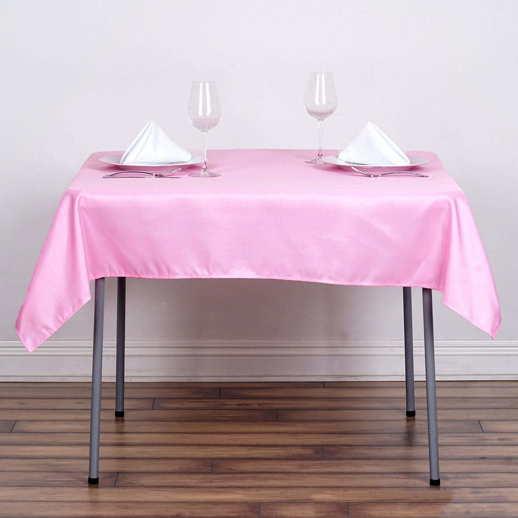 Polyester Square 54"x54" Tablecloth Pink - Wrinkle-Resistant & Durable Table Cover