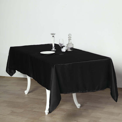 Satin Rectangular 60"x102" Tablecloth Black - Smooth and Lustrous Table Cover - NestOCart