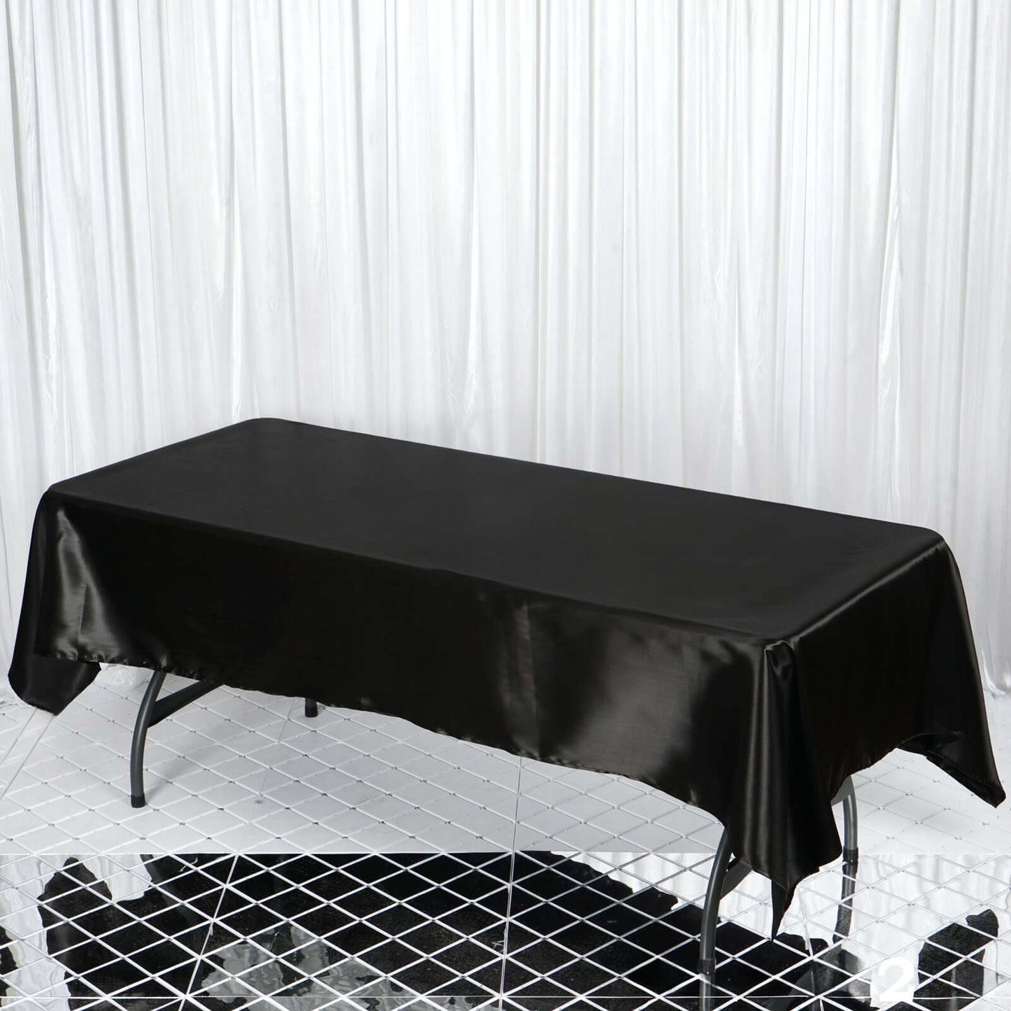 Satin Rectangular 60"x102" Tablecloth Black - Smooth and Lustrous Table Cover - NestOCart