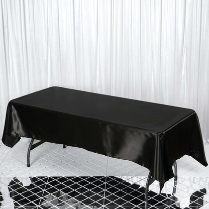 Satin Rectangular 60"x102" Tablecloth Black - Smooth and Lustrous Table Cover - NestOCart