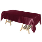 Satin Rectangular 60"x102" Tablecloth Burgundy - Smooth and Lustrous Table Cover