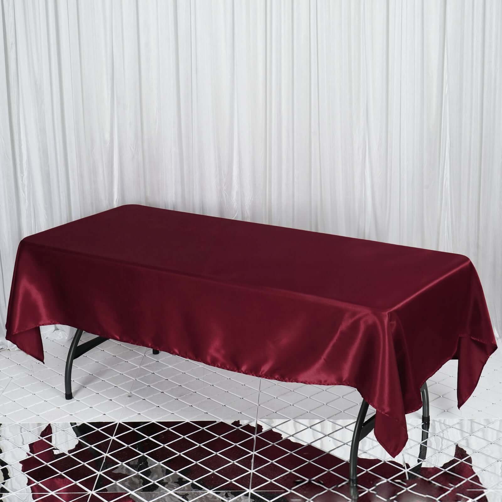 Satin Rectangular 60"x102" Tablecloth Burgundy - Smooth and Lustrous Table Cover - NestOCart