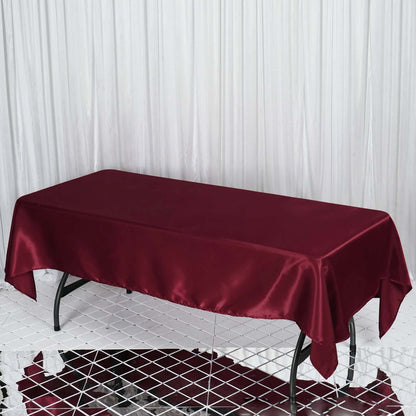 Satin Rectangular 60"x102" Tablecloth Burgundy - Smooth and Lustrous Table Cover - NestOCart