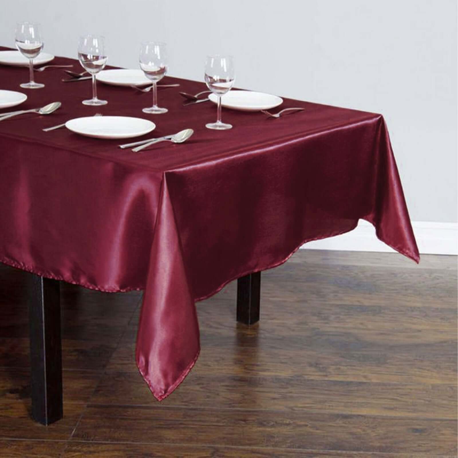 Satin Rectangular 60"x102" Tablecloth Burgundy - Smooth and Lustrous Table Cover - NestOCart