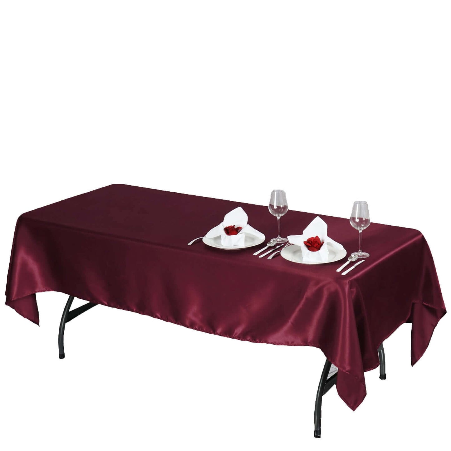 Satin Rectangular 60"x102" Tablecloth Burgundy - Smooth and Lustrous Table Cover - NestOCart
