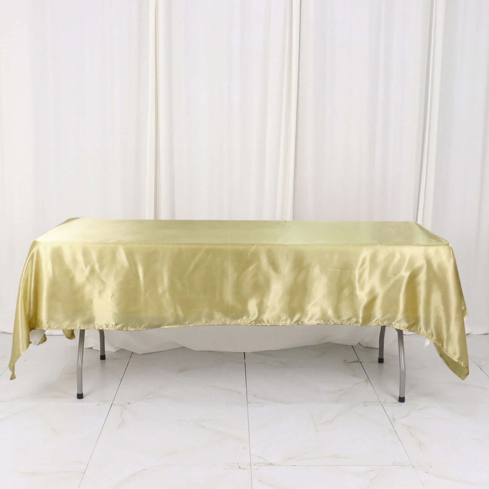Satin Rectangular 60"x102" Tablecloth Champagne - Smooth and Lustrous Table Cover - Bell Racket Store
