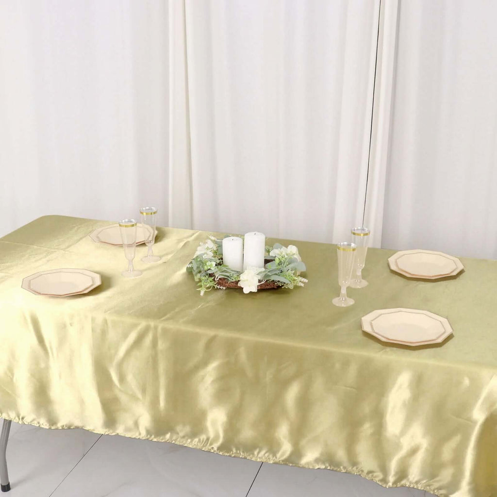Satin Rectangular 60"x102" Tablecloth Champagne - Smooth and Lustrous Table Cover - Bell Racket Store