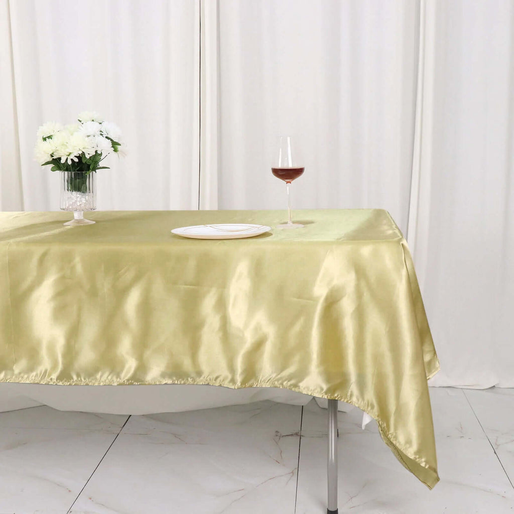 Satin Rectangular 60"x102" Tablecloth Champagne - Smooth and Lustrous Table Cover - Bell Racket Store