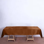 Satin Rectangular 60"x102" Tablecloth Cinnamon Brown - Smooth and Lustrous Table Cover - Bell Racket Store