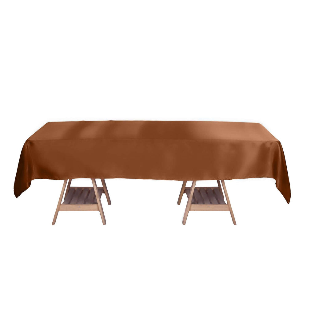 Satin Rectangular 60"x102" Tablecloth Cinnamon Brown - Smooth and Lustrous Table Cover - Bell Racket Store