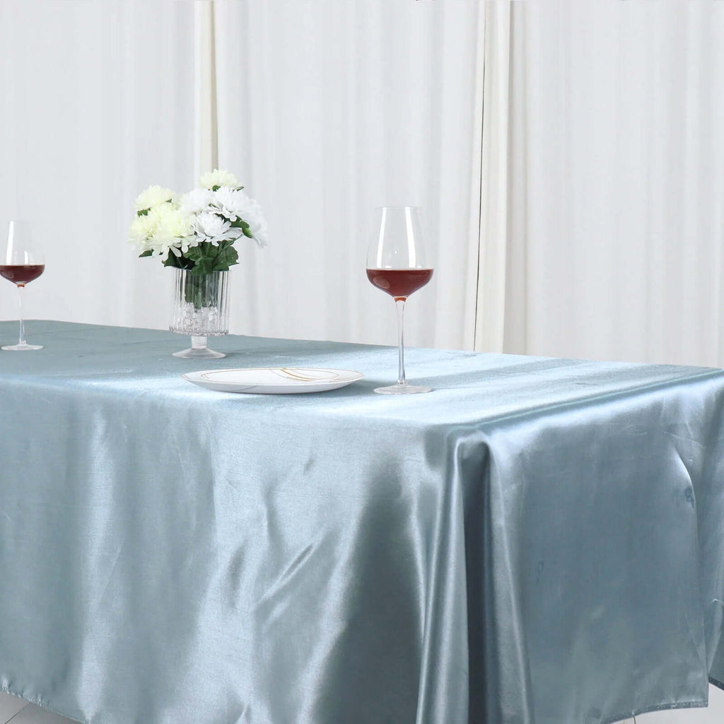 Satin Rectangular 60"x102" Tablecloth Dusty Blue - Smooth and Lustrous Table Cover - Bell Racket Store