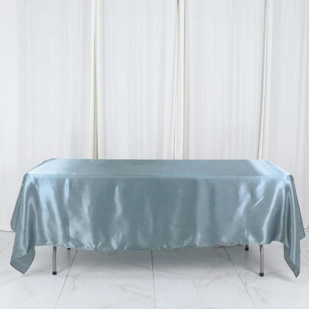 Satin Rectangular 60"x102" Tablecloth Dusty Blue - Smooth and Lustrous Table Cover - Bell Racket Store