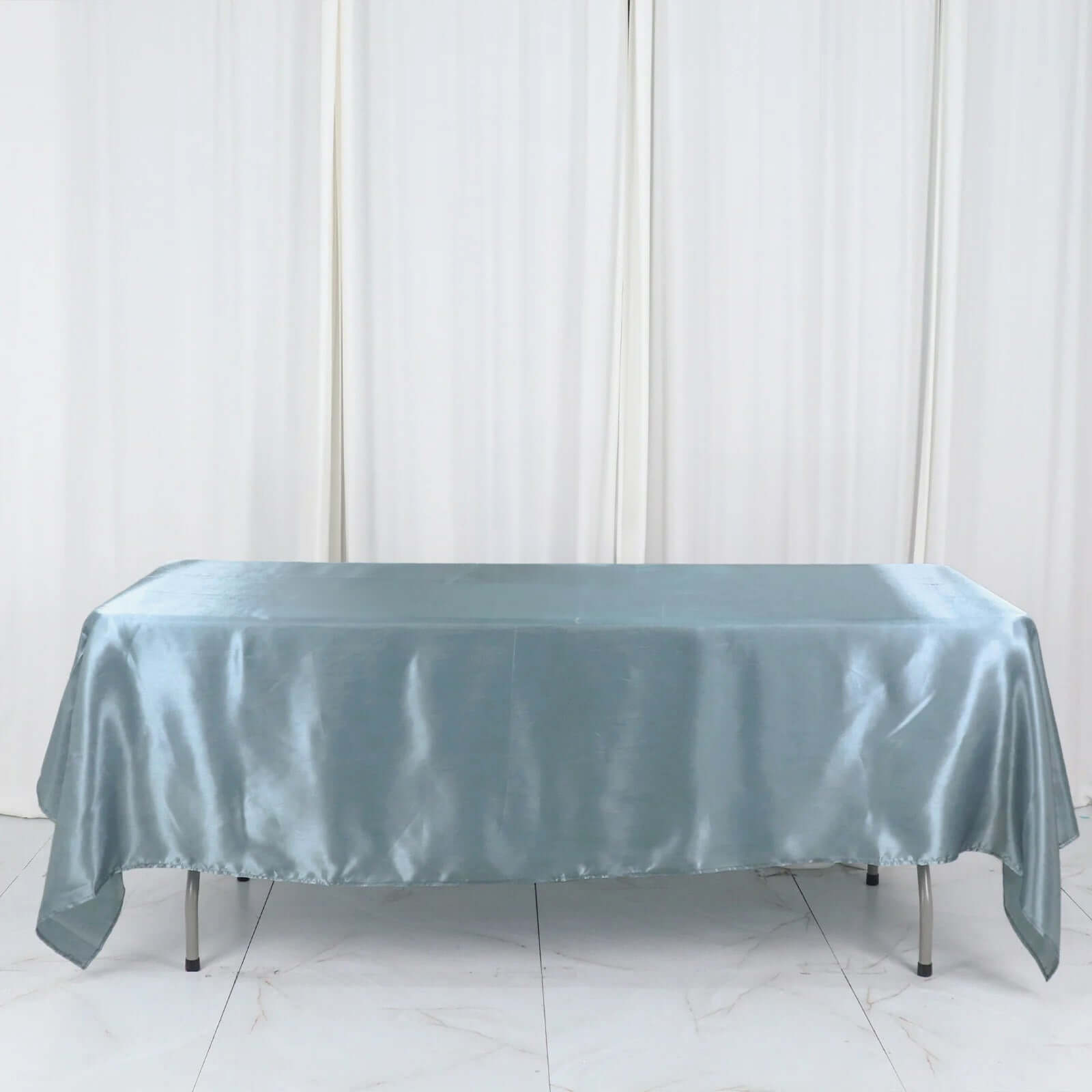 Satin Rectangular 60"x102" Tablecloth Dusty Blue - Smooth and Lustrous Table Cover - Bell Racket Store