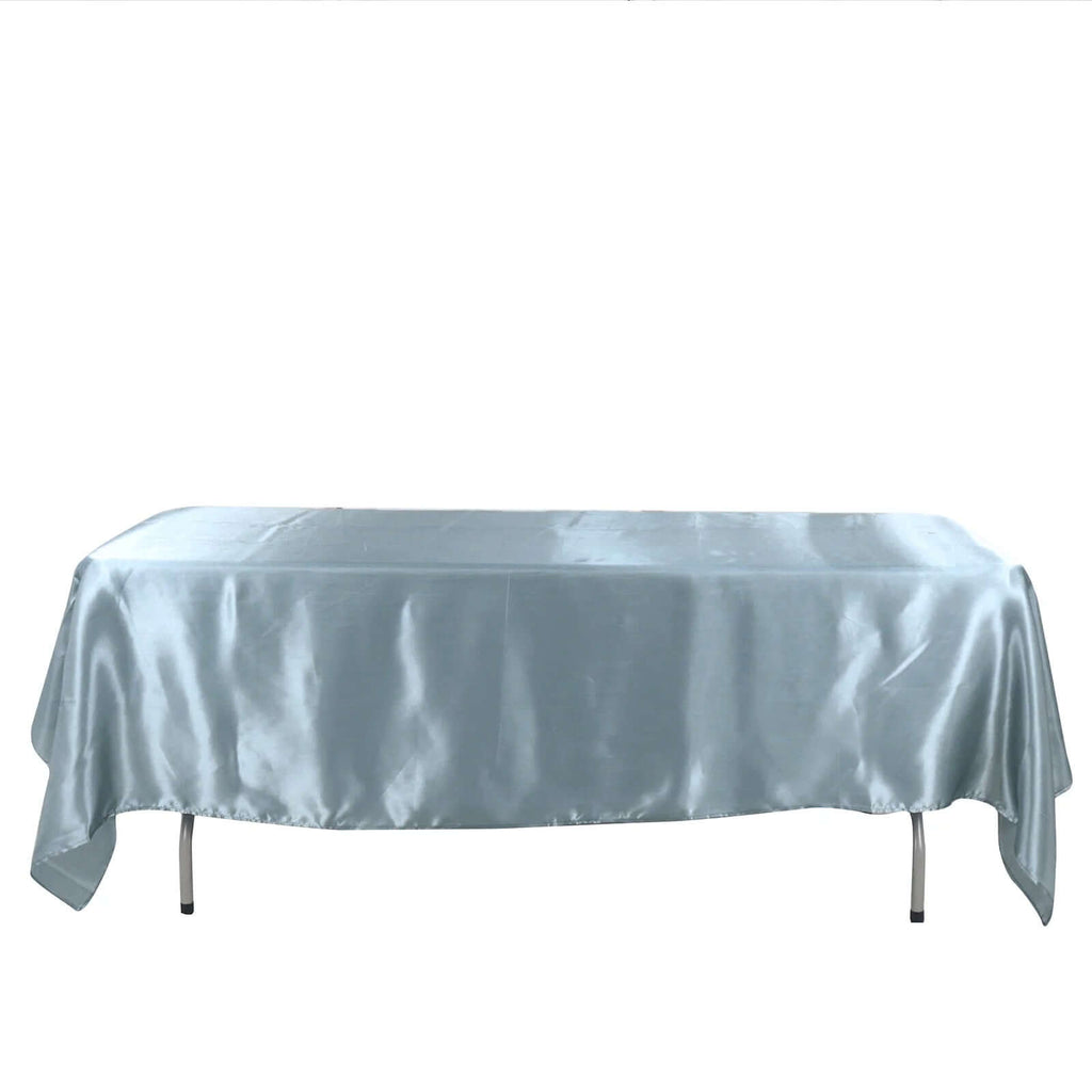 Satin Rectangular 60"x102" Tablecloth Dusty Blue - Smooth and Lustrous Table Cover - Bell Racket Store