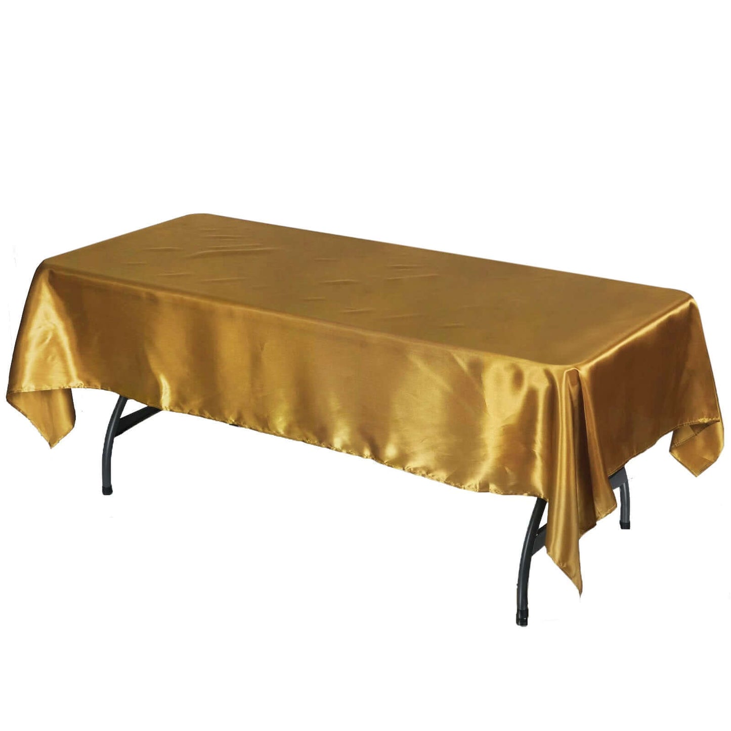 Satin Rectangular 60"x102" Tablecloth Gold - Smooth and Lustrous Finish for Weddings and Parties - NestOCart